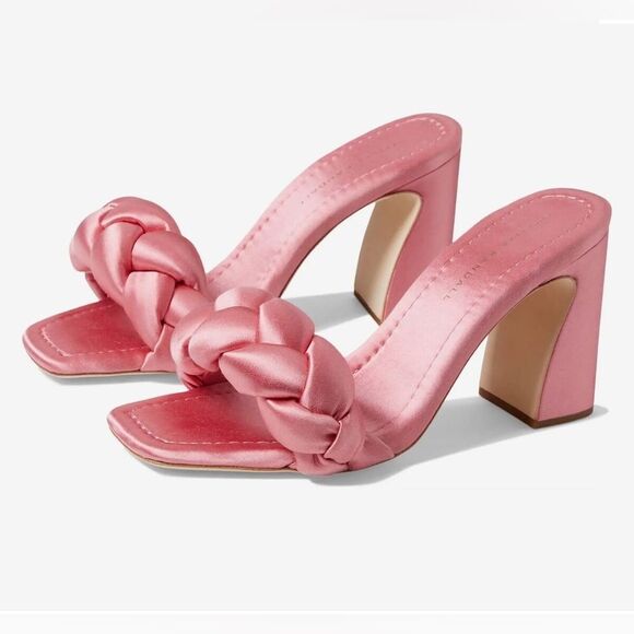 Loeffler Randall Freya Braided Curved Heel Sandals Bubblegum, New, Size 11 - Picture 2 of 14